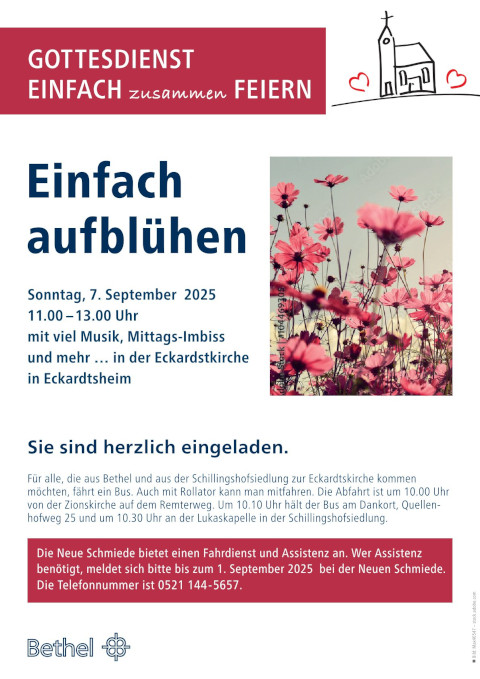 Plakat fr den Gottesdienst einfach zusammen feiern am 7. September um 11.00 Uhr