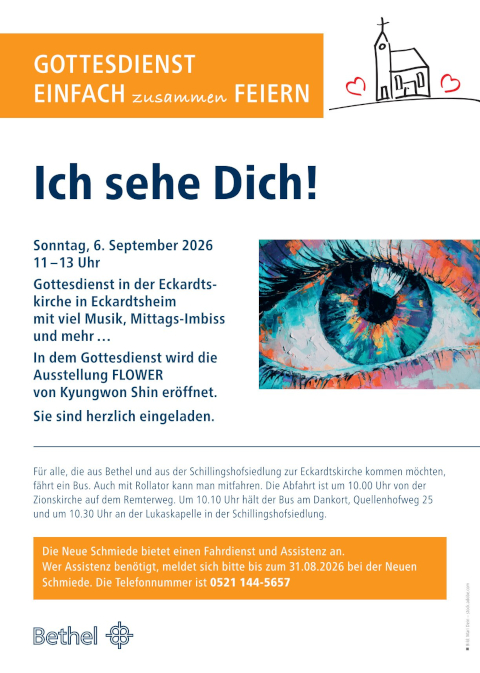 Einladungsplakat zum Gottesdienst in einfacher Sprache am 6. August