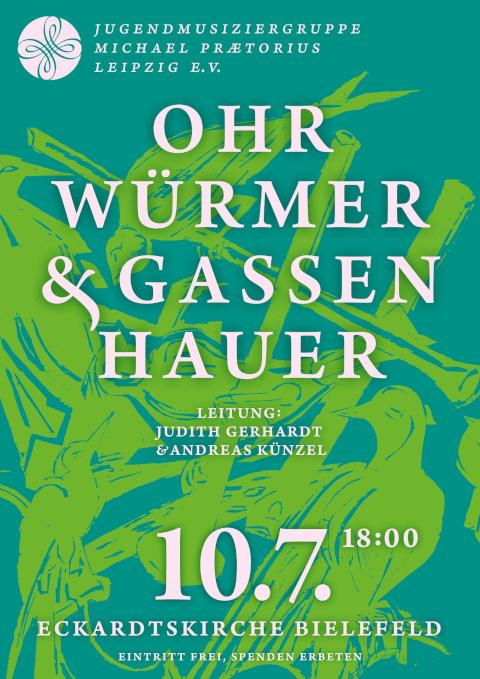 Einladungsplakat f�r das Konzert der Jugendmusiziergruppe Michael Praetorius aus Leipzig