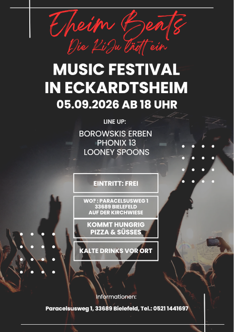 Einladungsplakat f�r die Musikveranstaltung EHeim Beats