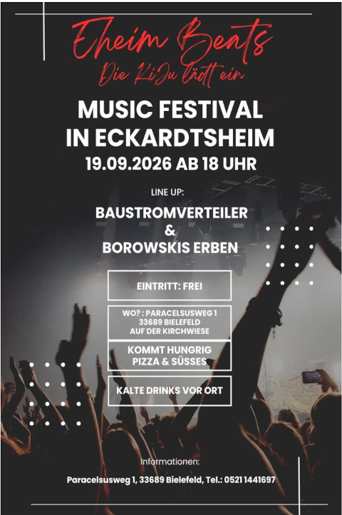 Einladungsplakat f�r die Musikveranstaltung EHeim Beats