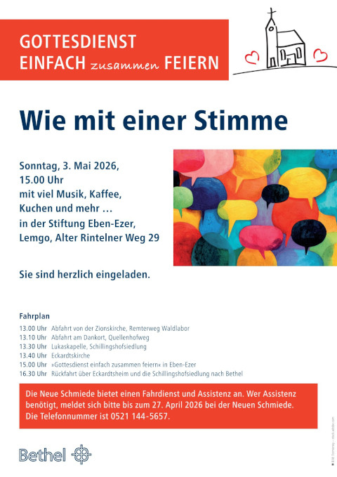 Einladungsplakat zum Gottesdienst in einfacher Sprache am 3. Mai