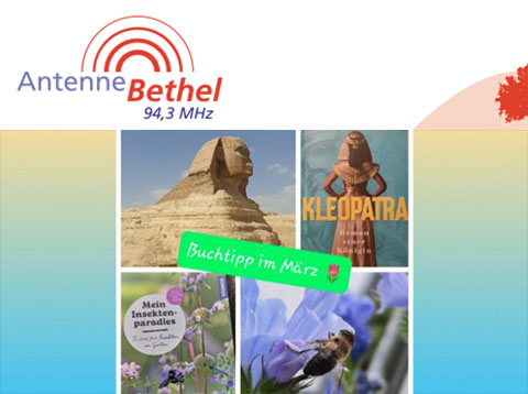 Das Bild zeigt das Logo von Antenne Bethel und darunter die Titelseiten von drei B�chern