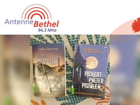 Das Bild zeigt das Logo von Antenne Bethel und darunter die Titelseiten von zwei B�chern